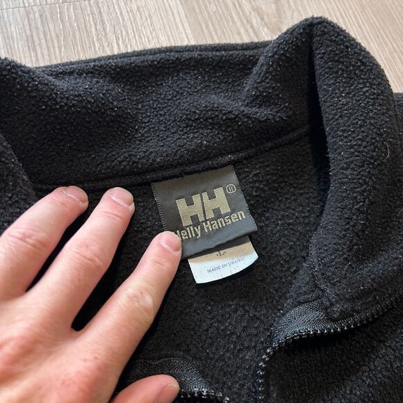 Men’s Vintage 90’s Helly Hansen Black Blue Fleece Zip Up Vest Jacket Sz Large - Picture 4 of 4